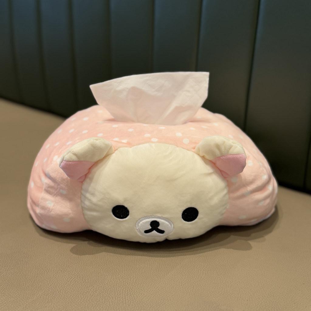 Rilakkuma Cartoon Plush Tissue Box Cute Polka Dot Soft Napkin Storage Holder For Living Room Bedroom Home Tabletop Family Use