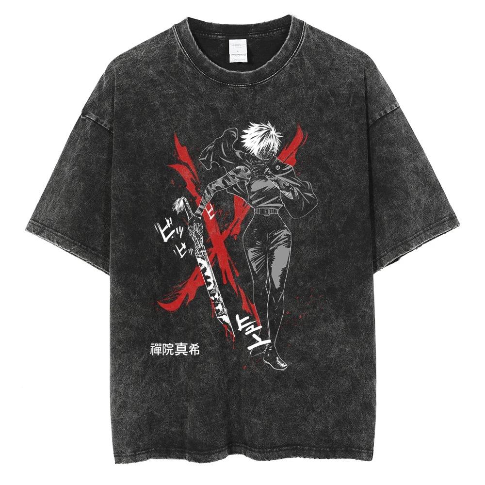 Hot Anime Jujutsu Kaisen Zenin Maki Cooles bedrucktes T-Shirt Männer Frauen Klassische T-Shirts Harajuku Männliches gewaschenes Baumwoll-Manga-T-Shirt