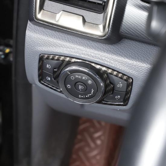 ABS Carbon Fiber Headlight Switch Button Cover Trim Frame For Ford Ranger 15-22