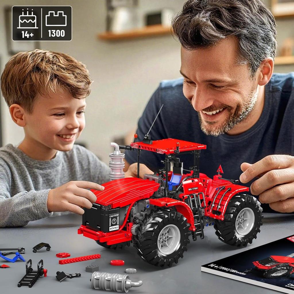 Mould King 17082 Technic Series Tractor and Forklift Model Remote Control Building Block Set (1,300 Pieces)