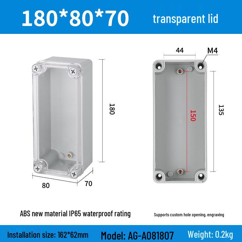 Outdoor Waterproof ABS Power Supply & Monitoring Socket Box with Wiring Terminal & Button
