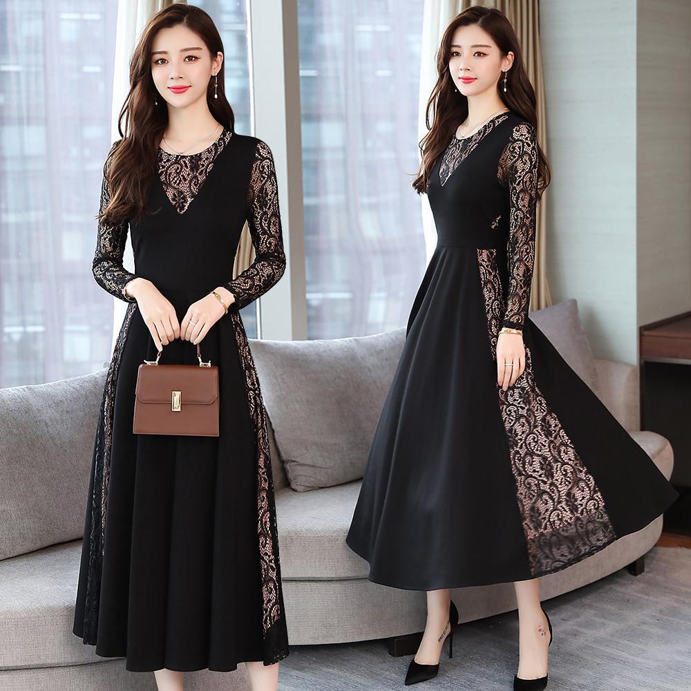 Lace Sexy Midi Korean Elegant Women Party Knitted Dress uygun fiyatlı ...
