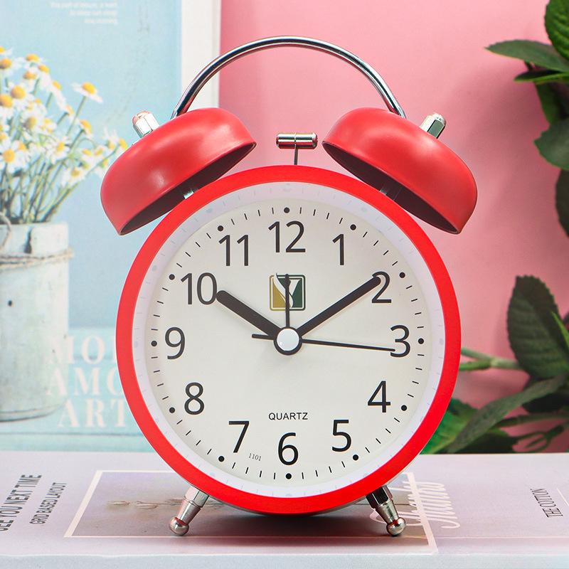 Students Use Alarm Clock To Creative Personalized Bedroom Metal Silent Children's Bedside Luminous Bell Ringing Clock Simple Nordic Style