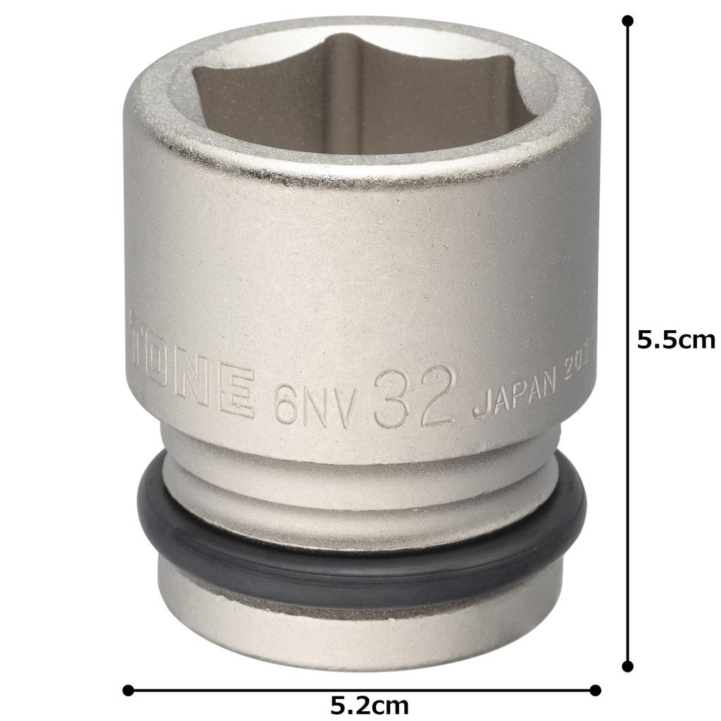 Klucz nasadowy udarowy Tone Impact 32 mm Szerokość HP6NV-32 Gniazdo, 19,0 mm (3/4 ") Prowadź,