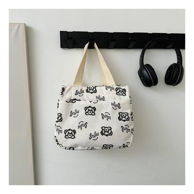 Automne et hiver nouveau sac portable en velours côtelé mignon petit portable à main employés de bureau sac pour boîte à bento déjeuner