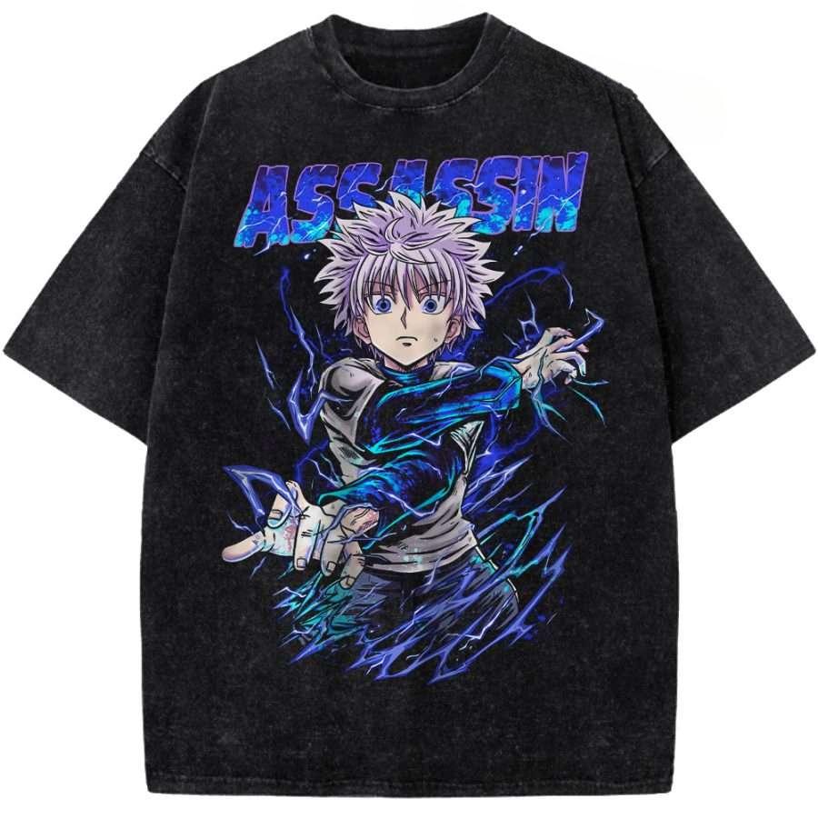 

Anime Hunter x Hunter Nephelpito Clothing Men Women Casual Tshirts Washed Cotton Tee Retro Oversized T-shirt Harajuku T Shirt XXL
