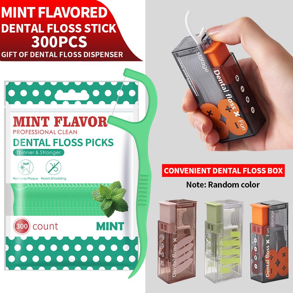 600/300/50PCS Mint Flavored Disposable Floss Stick - Comes with Convenient Floss Box - Essential for Going Out
