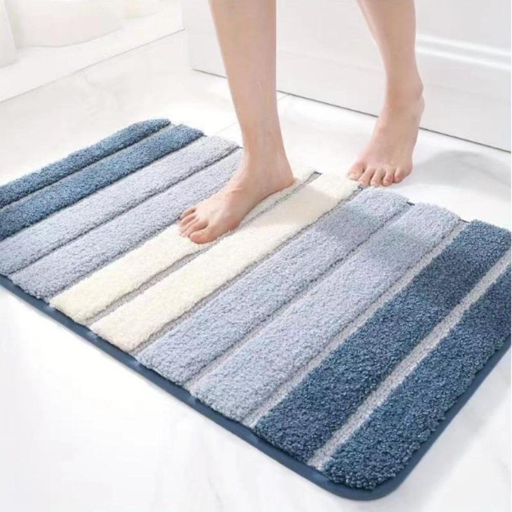 Thickened Stripe Bath Mat Absorbent Floor Mat Bathroom Accessories Entrance Mat  Bath Room