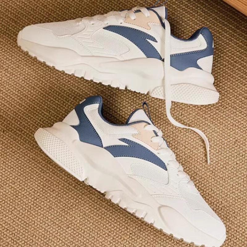 Anta Round Toe Lace-Up Shock Absorbing Wear-Resistant Low-Top Casual Shoes Men sneaker White Gray Blue 912418854-6