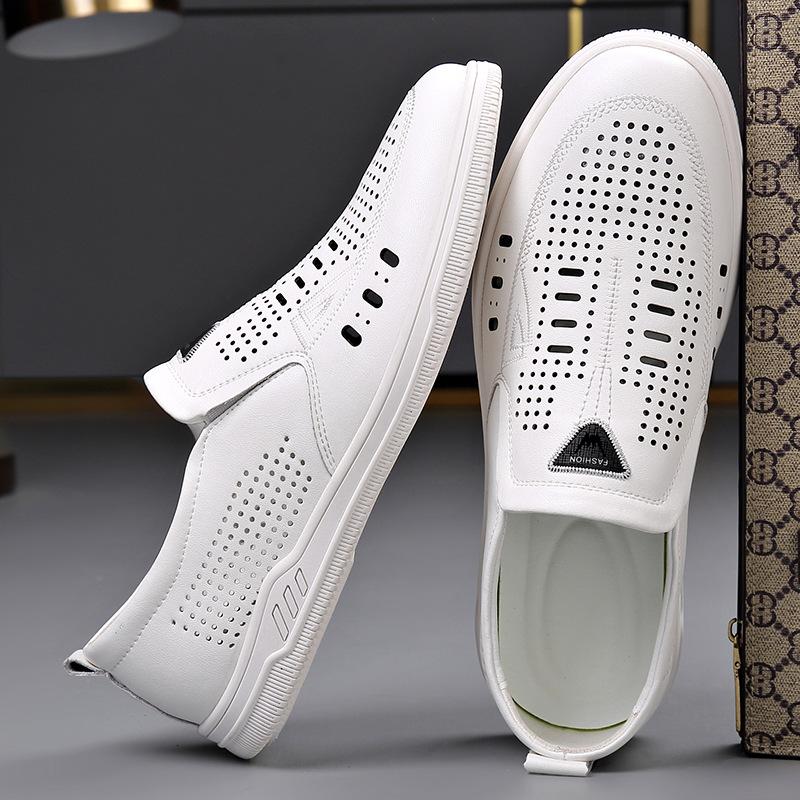 Fashion High Quality White Cow Leather Shoes for Men Fashion Casual Summer New Designer Shoes Male Summer Autumn Light Loafers Man
