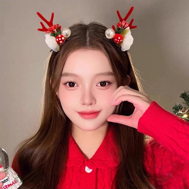 1pair Christmas Red Antler Hair Clip Accessories for Kids Side Hair Clip for Children's Hair