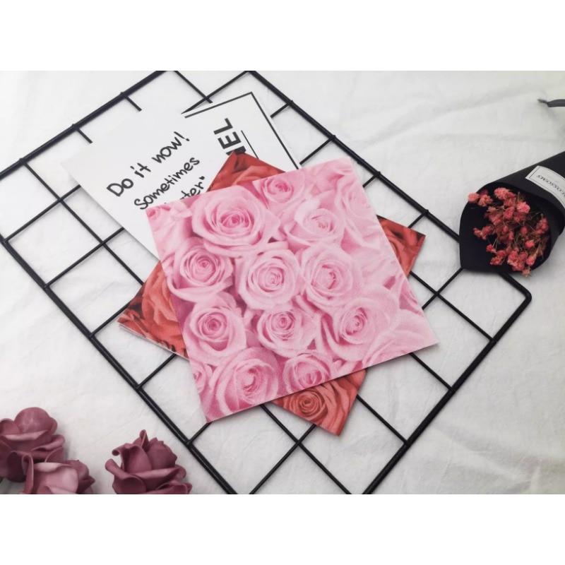 Disposable Party Napkin Double Layer 20 Pieces/Pack Rose Pattern