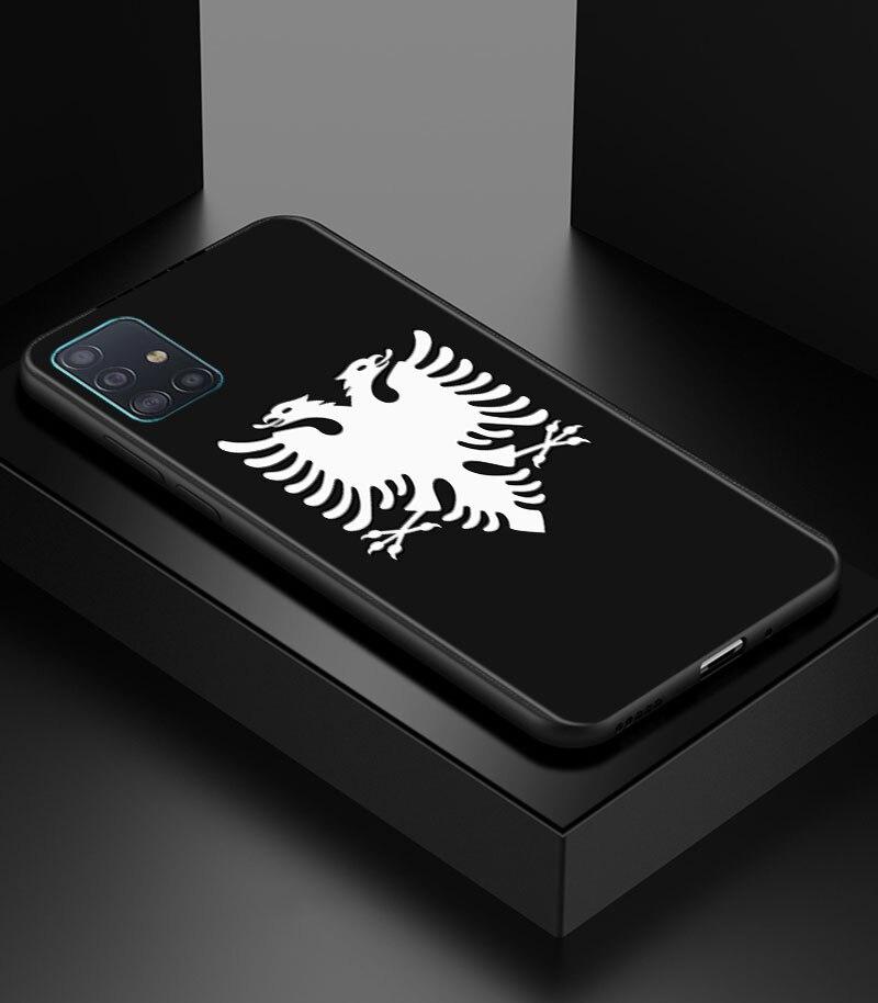 Albania Flag Bear Skeleton Phone Case for Samsung Galaxy A51 A71 A21S A12 A11 A31 A52 A41 A32 5G A72 A02S Silicon Back Cover