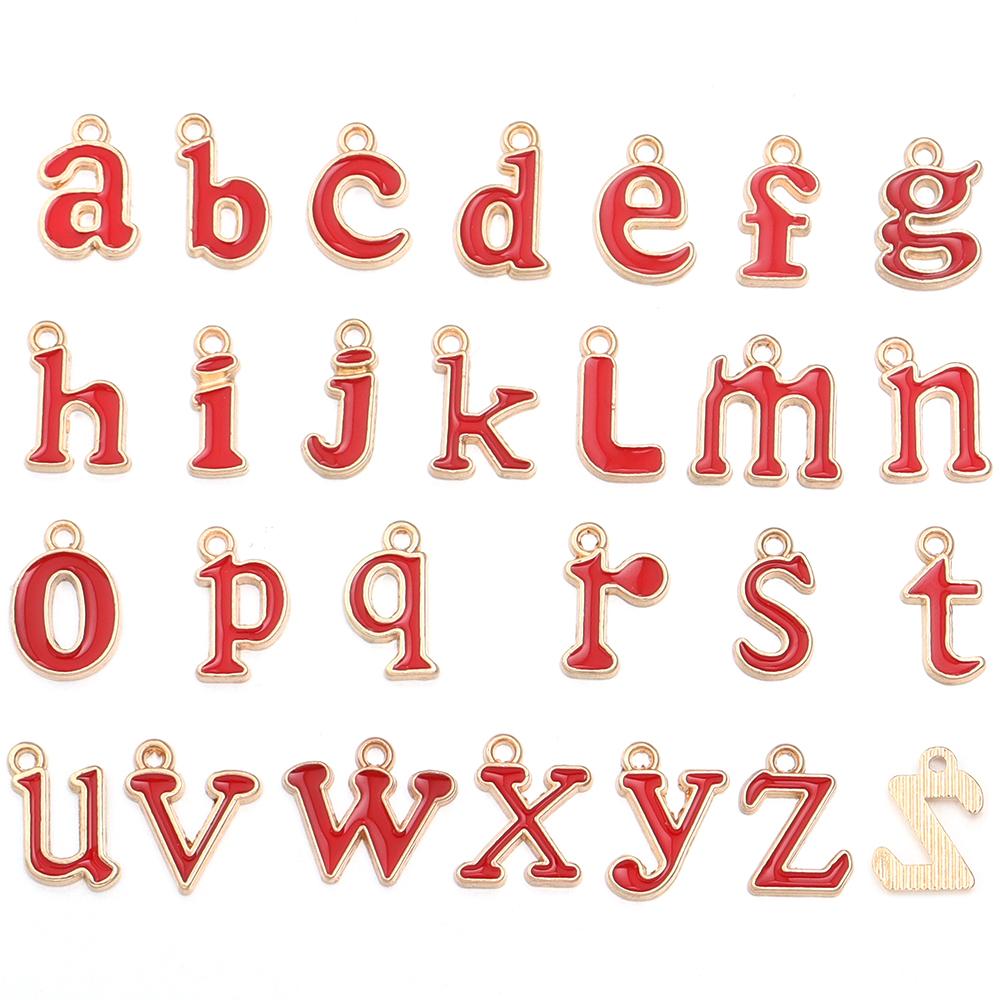 26pcs/lot Alloy Drip Oil Pendant Colorful A-Z English Letter Charm Pendant For DIY Handmade Earrings Necklace Gift Accessories
