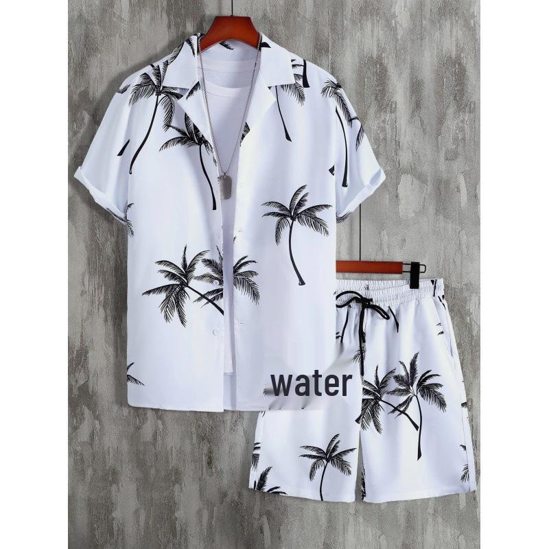 Men's 3D Print Hawaiian Shirt & Shorts Set - Casual Beachwear