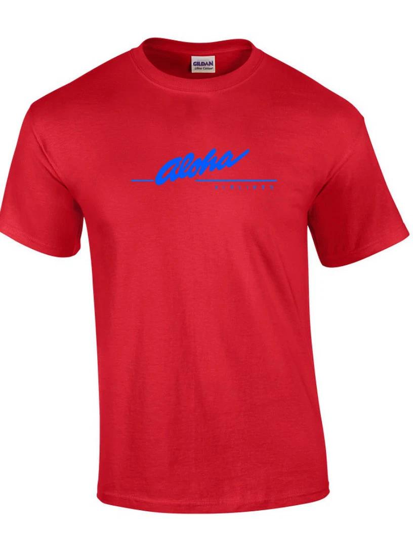 Aloha Airlines Blue Vintage Logo Shirt Hawaiian Airline Red Cotton T-Shirt 4XL