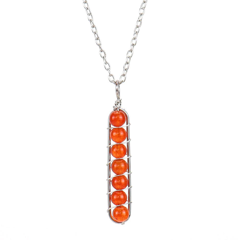 Hand-Wound Colorful Beaded Crystal Agate U-Shaped Pendant Necklace N122