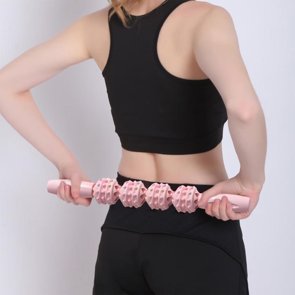4-Wheel Massage Stick Leg Beautizer with Cylindrical Handle Ring Stick Deep Tissue Trigger Point Rapid Recovery