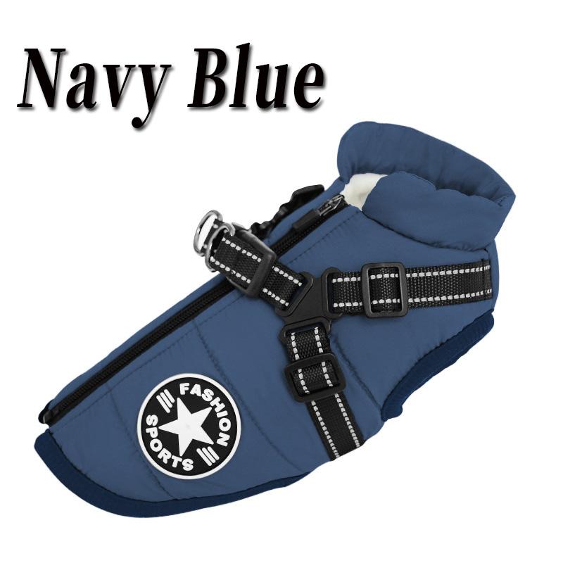Winter Waterproof Dog Clothes with Harness Warm Pet Dog Cotton Jacket for Small Large Dogs Puppy Clothing French-Bulldog Coat