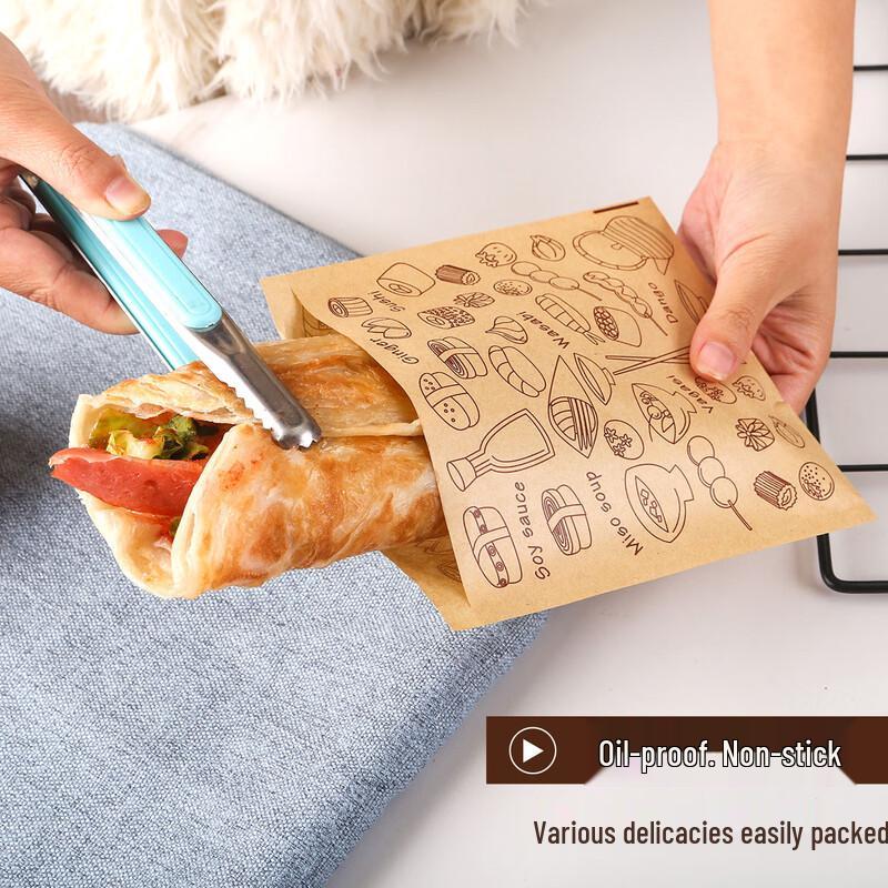 Pabei Kraft Paper Greaseproof Sandwich Takeout Bags