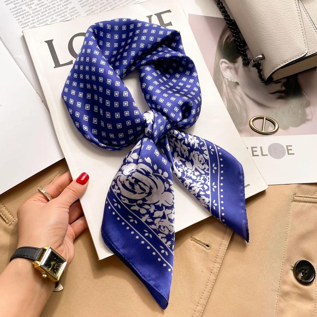 70cm Hair Print Silk Feeling Scarf For Women Fashion NeckTie Hand Bag Foulard Wrist Kerchief Shawl Wraps Hajib Lady