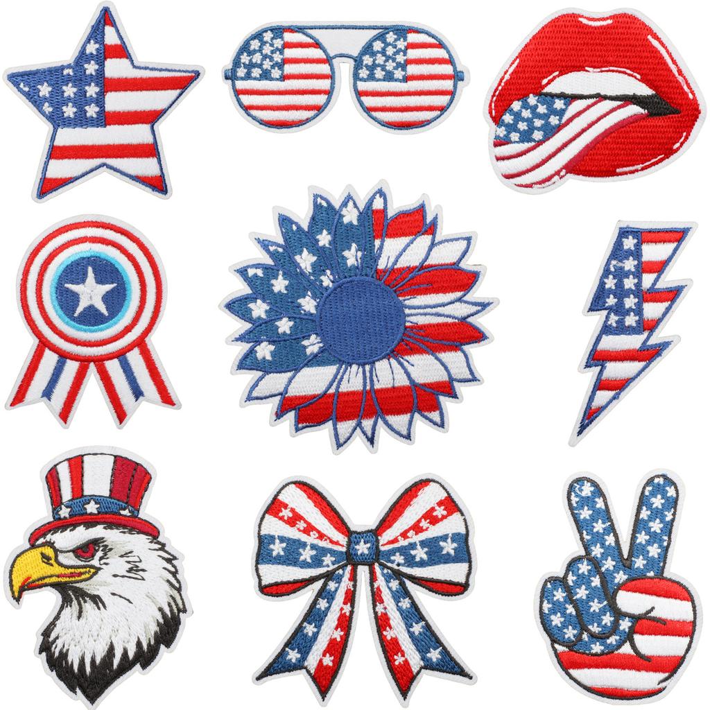 Independence Day Theme Embroidery Cloth Sticker Cartoon Fireworks Clothes Holiday Decoration National Day Patch Sticker Ironing