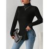 Women's Sexy Sweater Autumn Winter Turtleneck Knit Hem Slit Top Solid Color