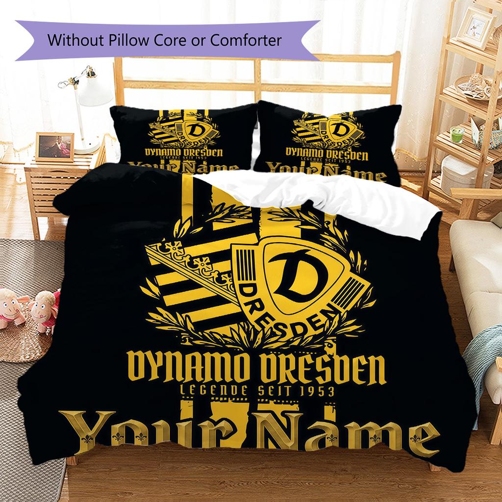 Benutzerdefinierter Name Dynamo Dresden Legende Bettwäsche, Steppbett-Set Bettbezug Kissenbezug Zuhause Geburtstagsgeschenk (1 Bettbezug + 2 Kissenbezüge, ohne Füllung)