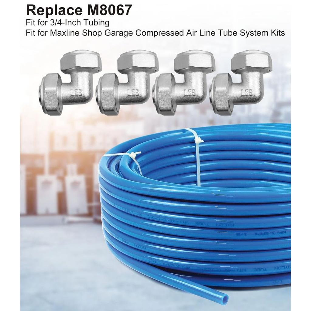 4Pcs 3/4inch Compression Air Line Tube Elbow 90 Degree Pipe Fitting Adapter Metal Pipe Fitting Adapter Easy To Install