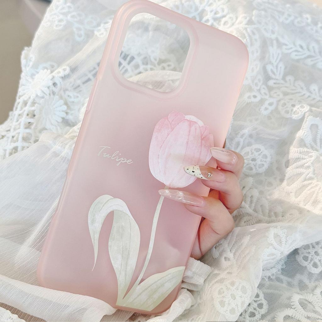 Beautiful and Suitable for Apple 16 Mobile Phone Case 17promax Gentle Powder Tulip Iphone1513 Silicone 11