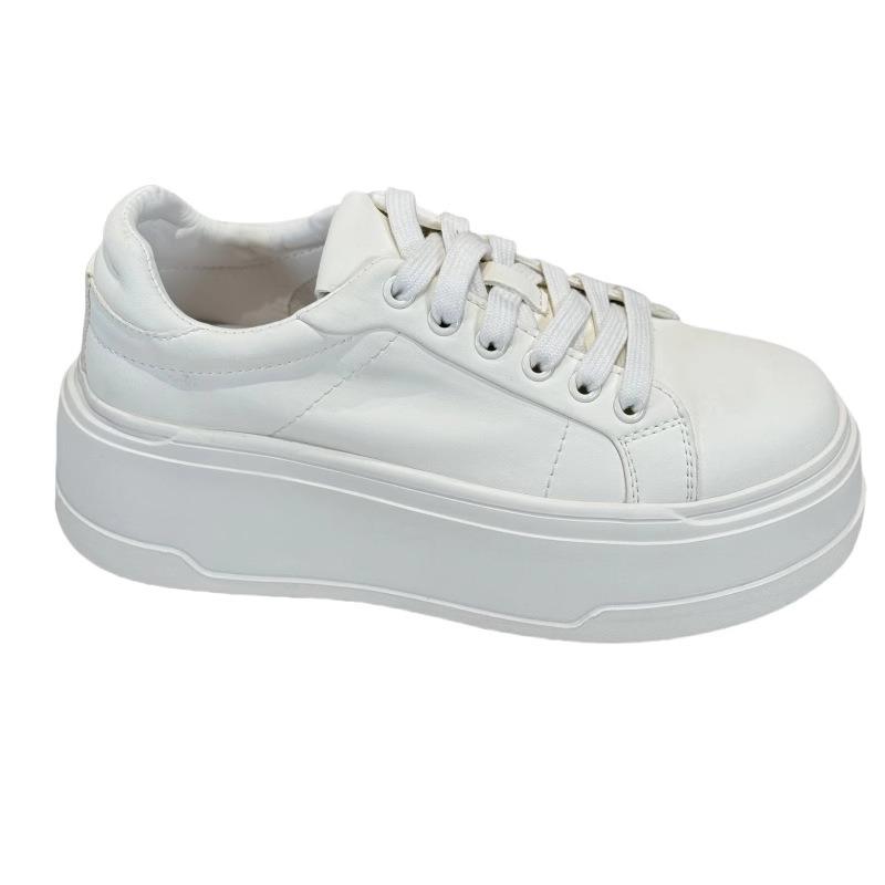Leather Thick-soled Fashionable Trendy Cool Little White Shoes Women's New Autumn Muffin Round Head Casual Fashion Board Shoes