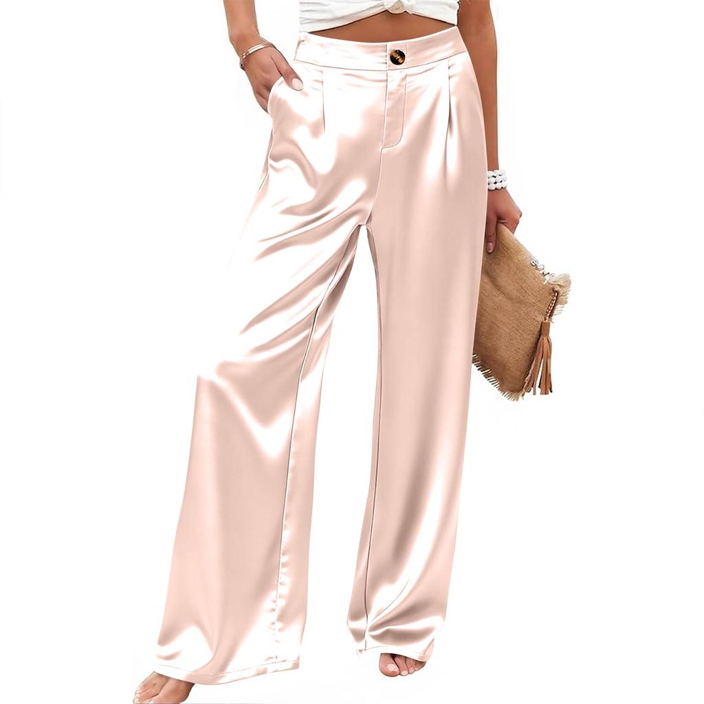 Women's Casual And Fashionable Color Loose Pants With Pocketes