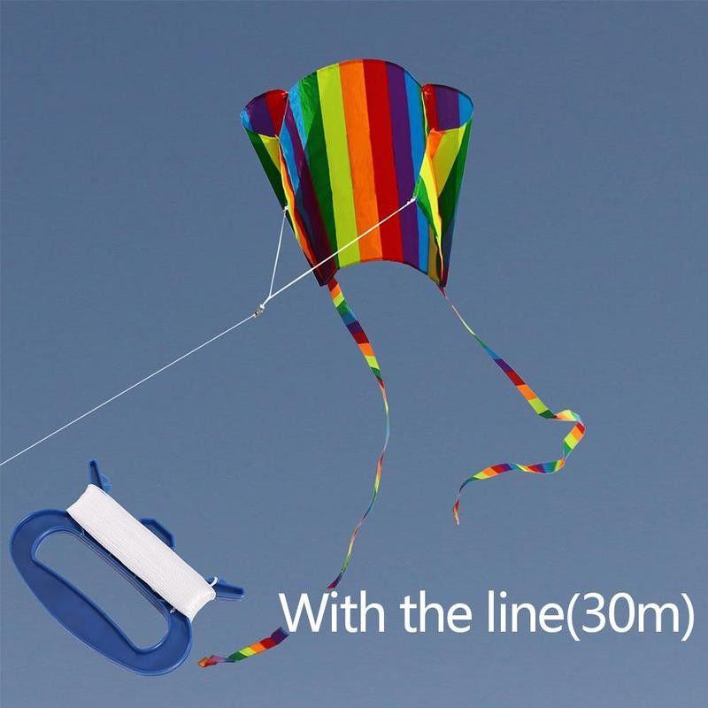 Colorful Parafoil Kite With Long 200cm Tails And 30m Flying Line For Outdoor Fun