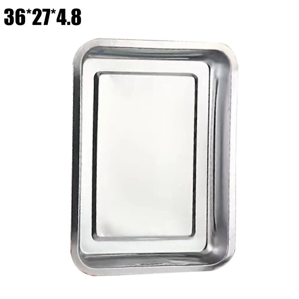 Stainless Steel Barbecue Tea Storage Serving Trays Grill Rectangle Meat Utensils Restaurant Rice Sausage Steamed Metal Plat R5F5