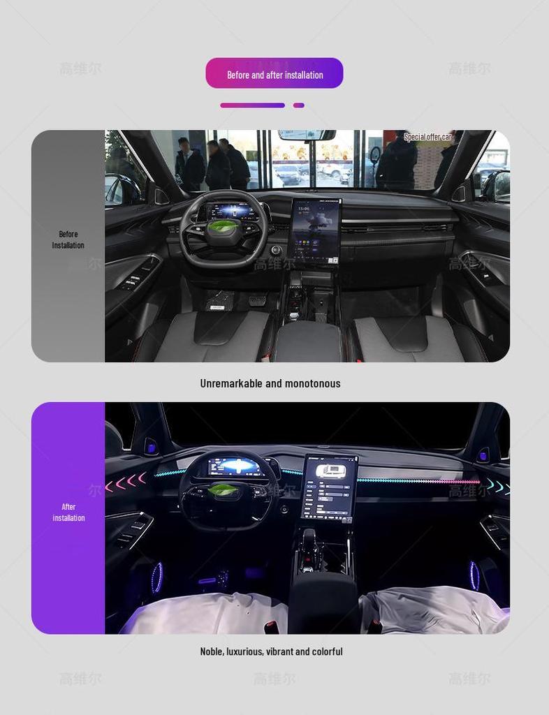 Compatible Ambient Light Replacement for Geely Boyue L/PRO/X/COOL Interior - Dynamic Flowing Design