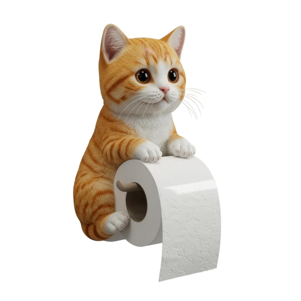 Creative Resin Cat Toilet Paper Holder Wall Mounted Tissue Roll Dispenser Decorative Bathroom Accessory Functional and Durable Design
