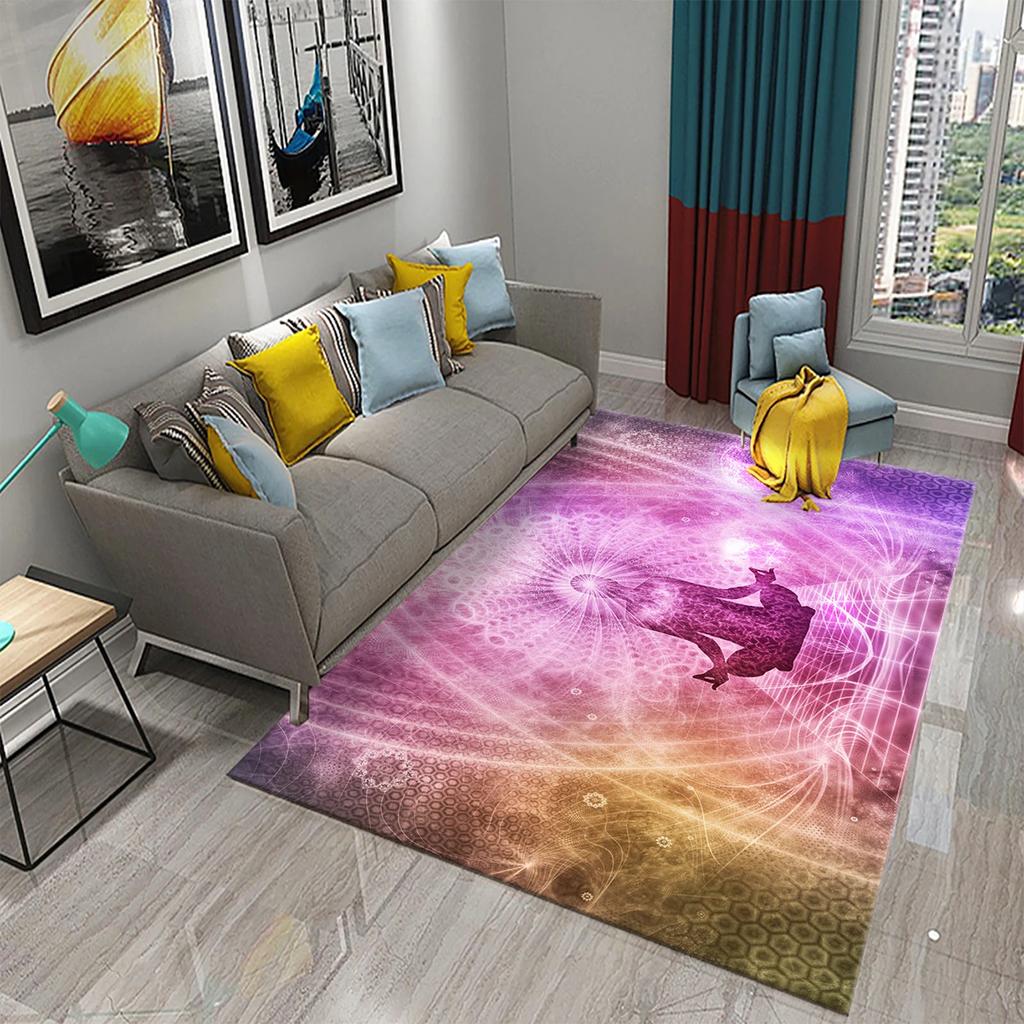 3D Color Bohemian Seven Chakras Carpet for Bedroom Living Room Decoration Floor Area Mat Kitchen Bathroom Entrance Anti-slip Rug
