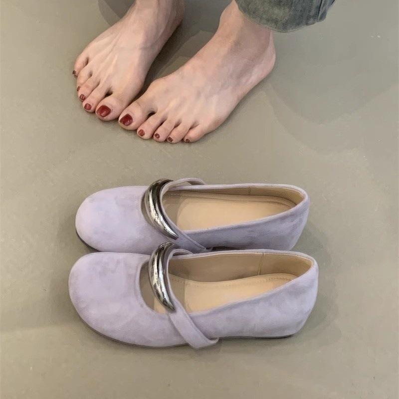 Gentle fairy wind ballet single shoes French evening wind metal buckle with skirt inner height increase Mary Jane shoes