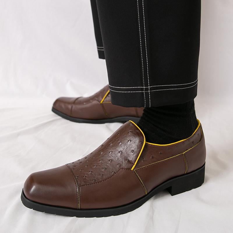 Fashion Classic Brand British Style Brown Mens Flat Shoes Office Mens Business Shoes Daily Commuting Mens Leather Casual Shoes