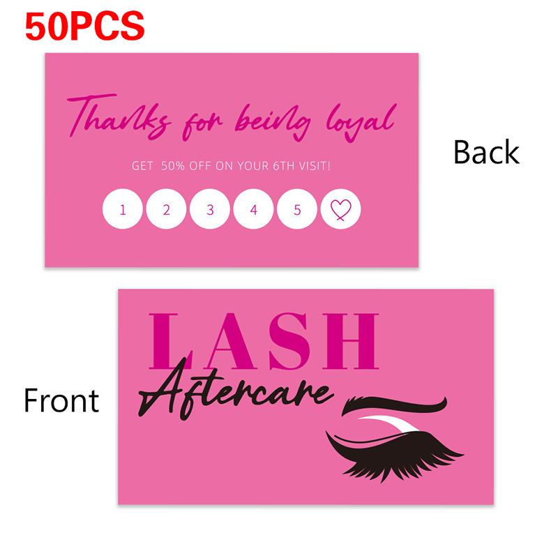 

50 шт. визитных карточек Shining Eyelash, карты по уходу за наращенными ресницами, дисконтные карты лояльности для салонов красоты красный