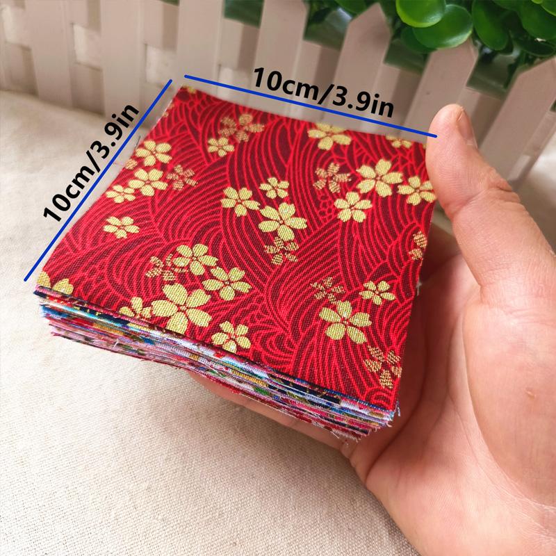 50 Stück Quadratischer Stoff 10x10cm Bedruckte Baumwolle Japanischer Stil Nähmaterial für DIY Handgemacht Quilten Patchwork