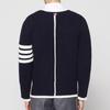 Men's Trendy Four-Stripe Round Neck Sweater, Korean Style, Loose-Fit, Thick Knit for Autumn/Winter.