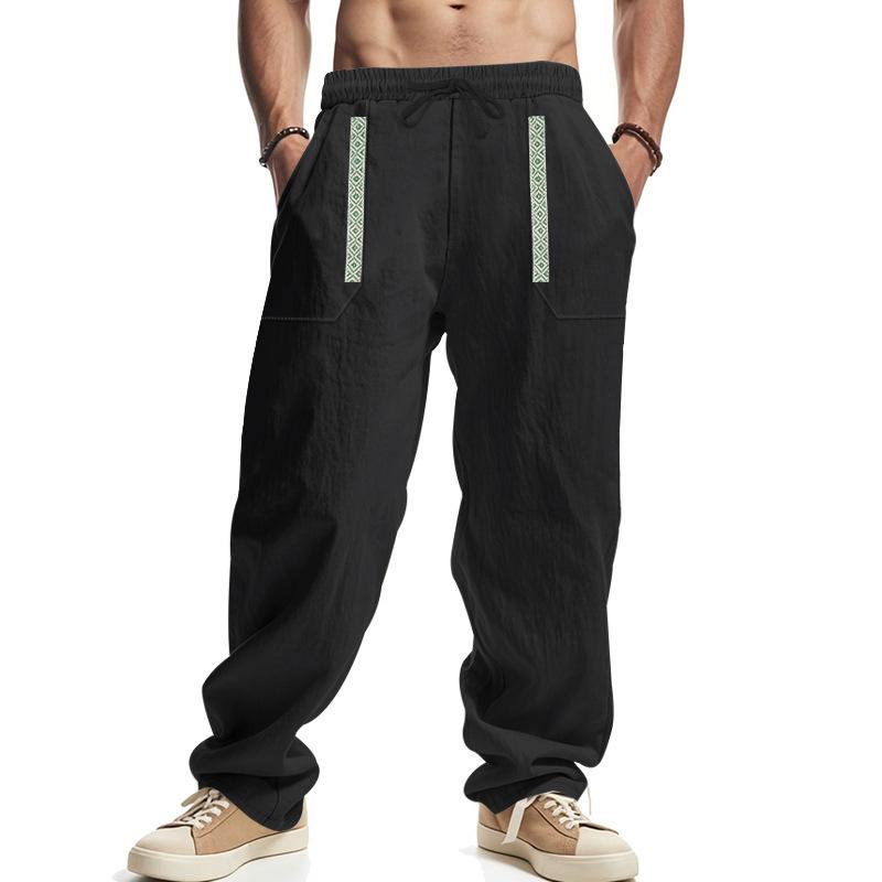Four seasons men's linen breathable bohemian style loose wide-leg hip-hop casual sports trousers men