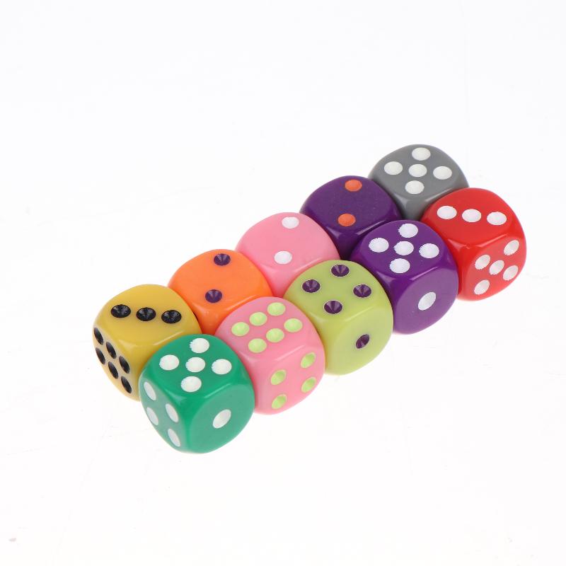 10Pcs Colorful Dice Acrylic Round Corner Cubes Dot Drinking Game Dice Accessories
