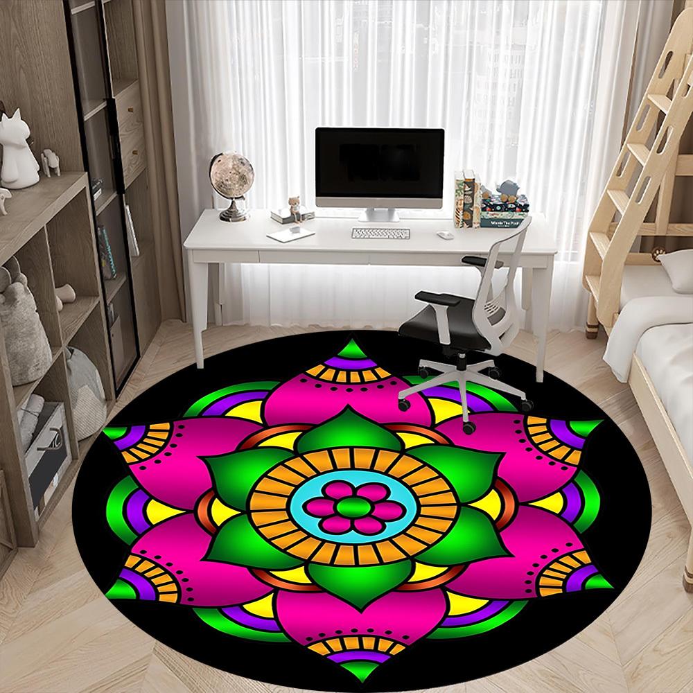 1PC Mandala Pattern Chair Carpet for Office Non-Slip, Lightweight, Machine Washable Rug for Office, Sleeping, Room - Holiday Decoryy251009130