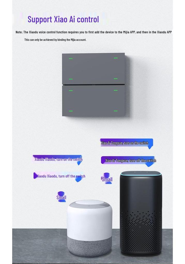 Xiaodu 4-Button Smart Switch with Xiao Ai and Mijia App Integration