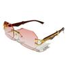 1 Stück randlose rechteckige Sonnenbrille Mode Farbverlauf-Linse Trendige Unisex-Sonnenbrille für den täglichen Gebrauch