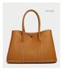 2025 Cowhide Lychee Pattern Garden Bag: Women's Color Block Wide Shoulder Strap Handbag