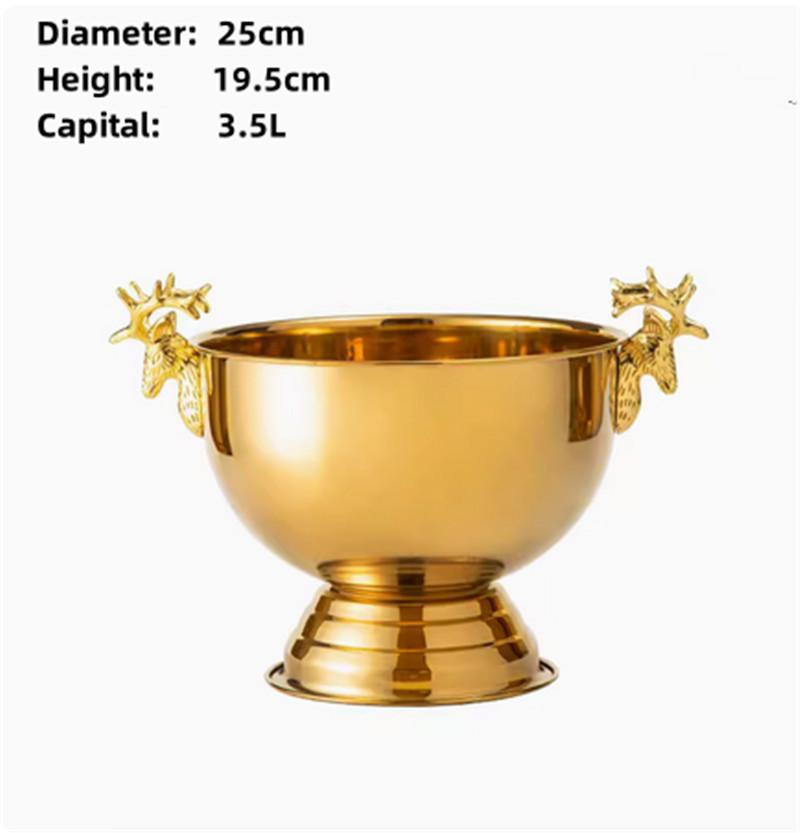 304 stainless steel Deer Head ear GOLD SILVER big ICE BUCKET BOWL CHAMPAGNE Large champagne bar bucket beer bucket basin