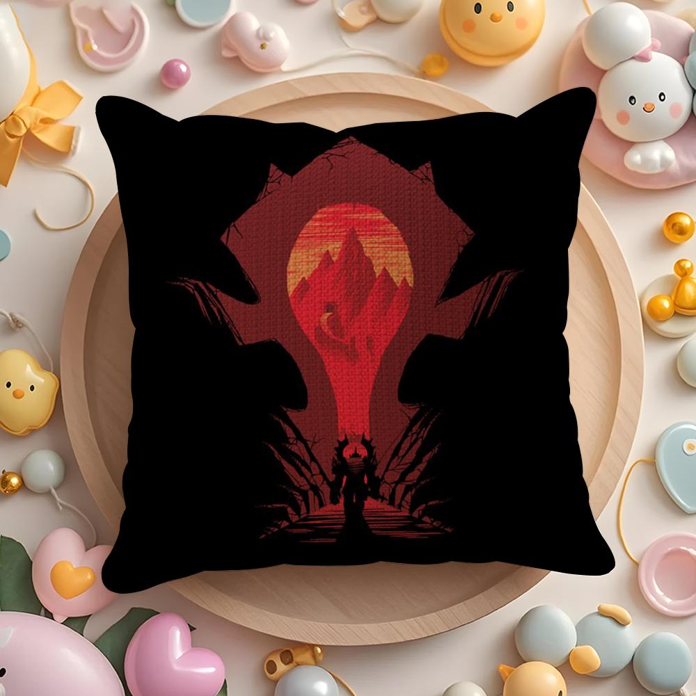 Warcrafts Of World W-Wow Game Cushion Cover Summer Coolness Linen Fabric Double-Sided Printing Pillow Case Sofa Home Decor Gift